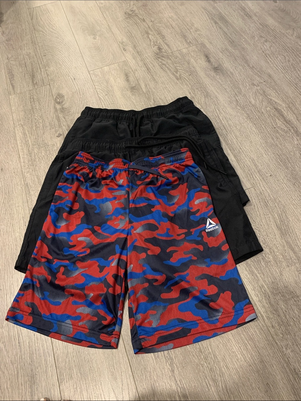Reebok Red & Blue Camo Athletic Shorts sz S (2P new only washed ) lot of 3